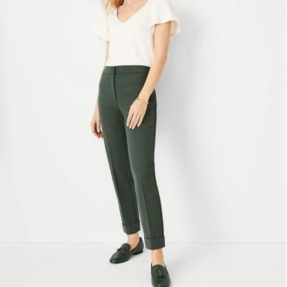 Ann Taylor High Waist Ankle Pant Forest Green